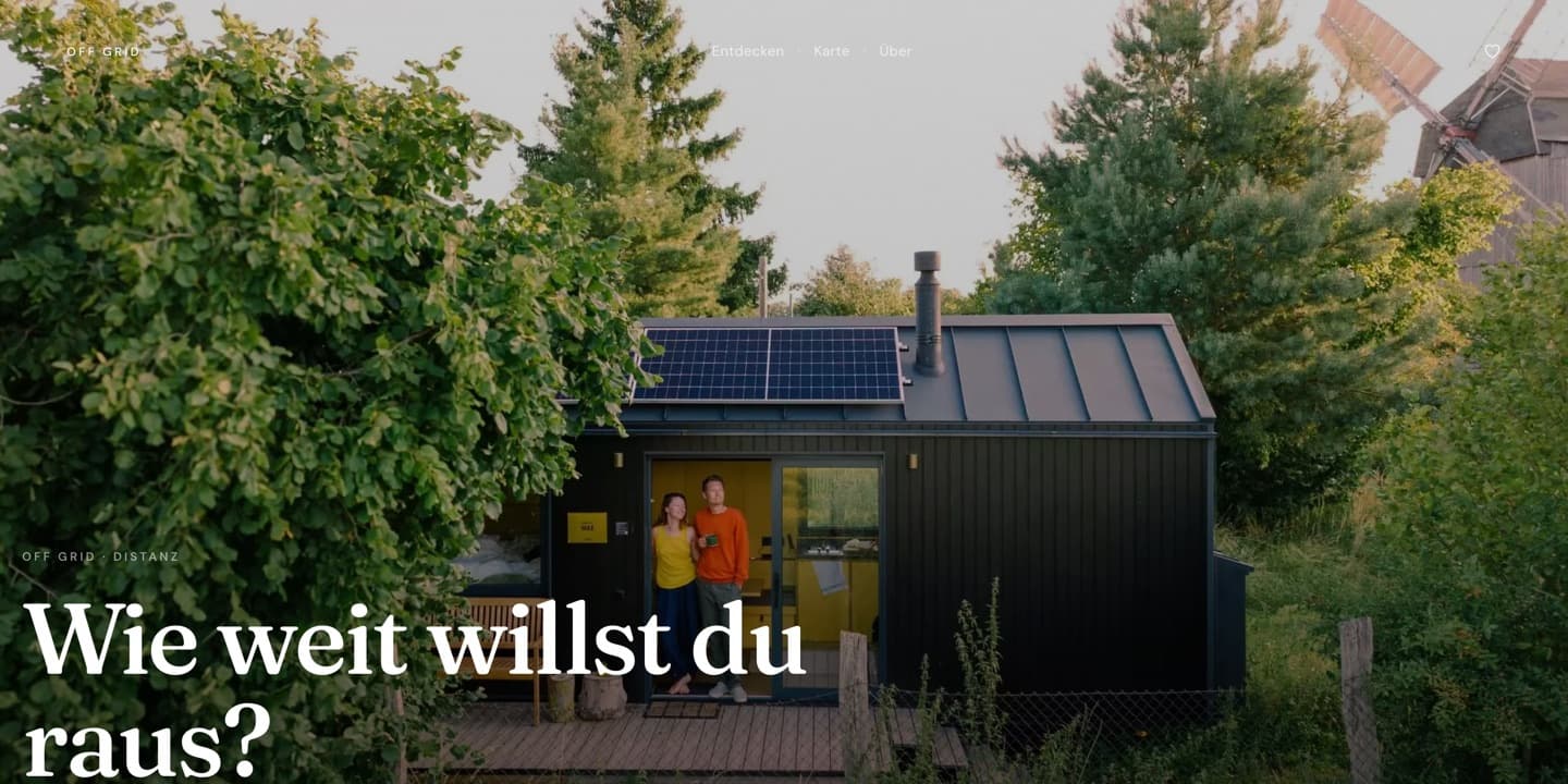 Hero der Webseite Off-Grid Urlaub